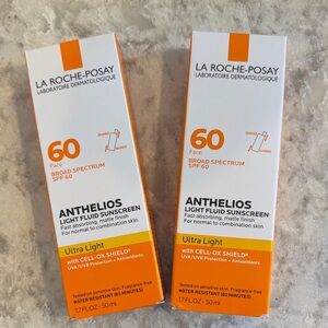 (2) Unused La Roche-Posay Anthelios Light Fluid Sunscreen SPF 60